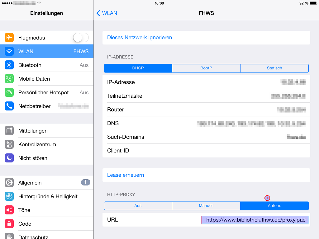 iPad: Proxy-URL